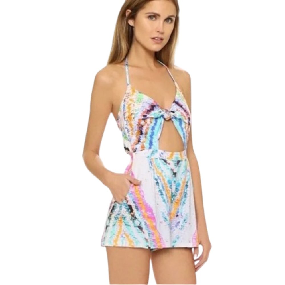 Mara Hoffman Swim Rainbow Tie Front Romper